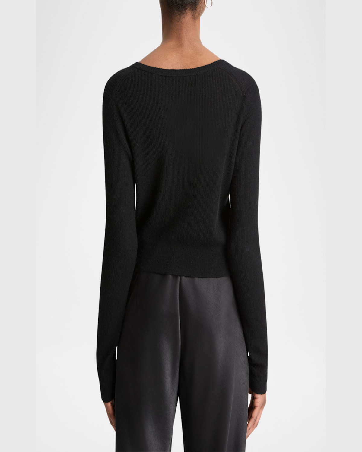 Shop Vince Slim Ribbed Silk-cashmere Cardigan In Black
