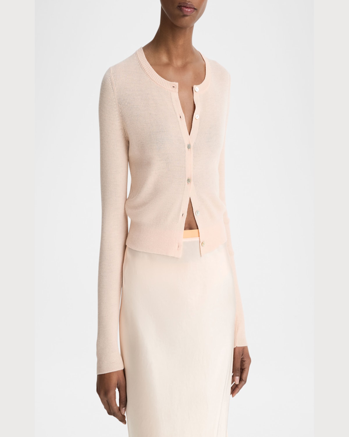 Shop Vince Slim Ribbed Silk-cashmere Cardigan In Black