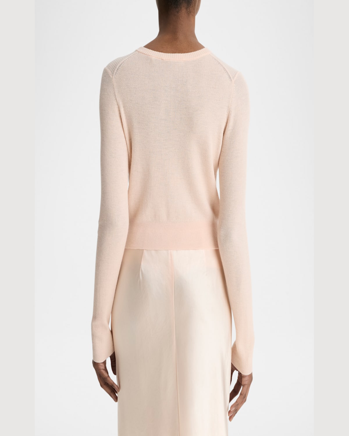 Shop Vince Slim Ribbed Silk-cashmere Cardigan In Black