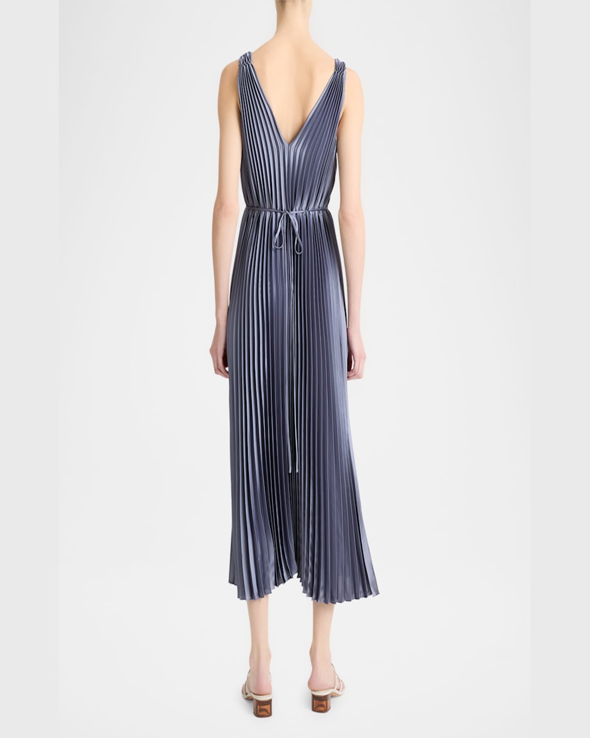 Shop Vince Pleated Hand-smocked Midi Dress In Mauve Thistle