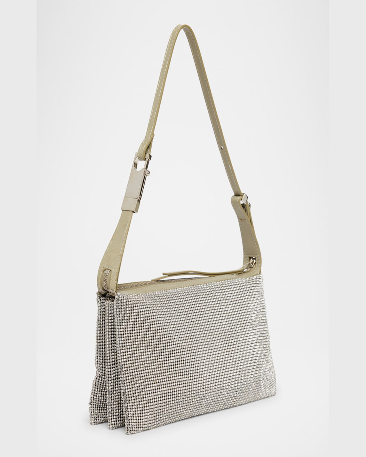 Benedetta Bruzziches Syster Embellished Leather Shoulder Bag In Crystal On Silver