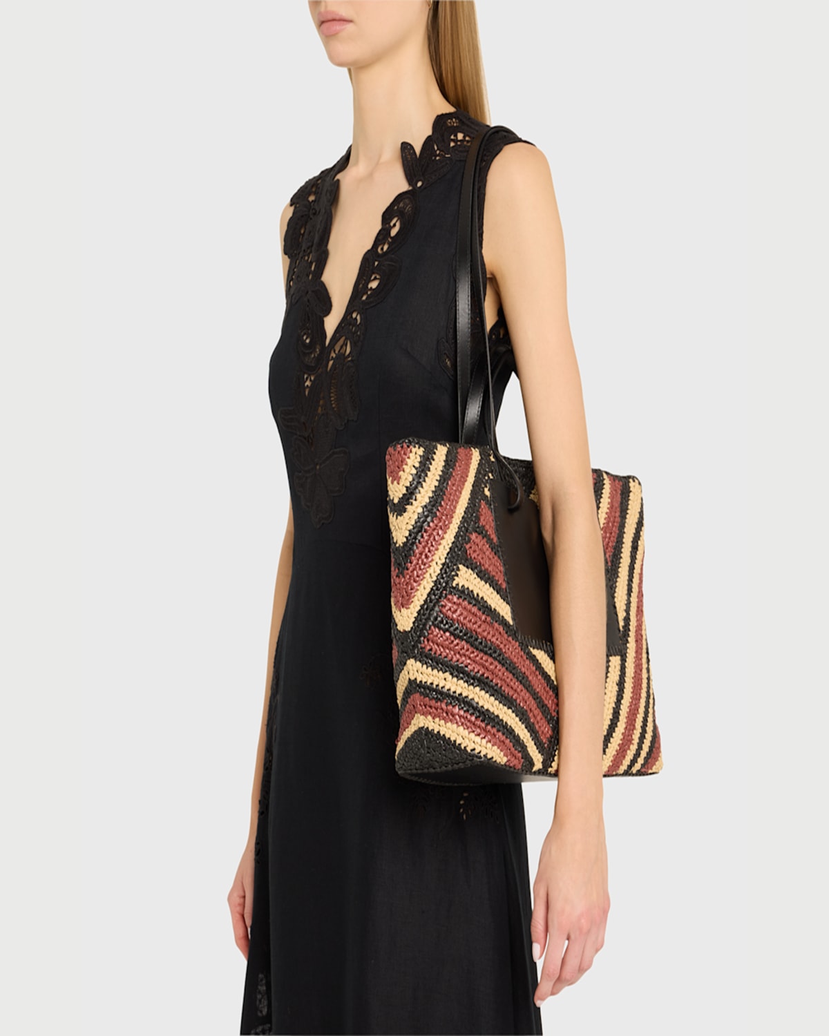 Ulla Johnson Lali Large Striped Raffia Tote Bag In Canyon Stripe