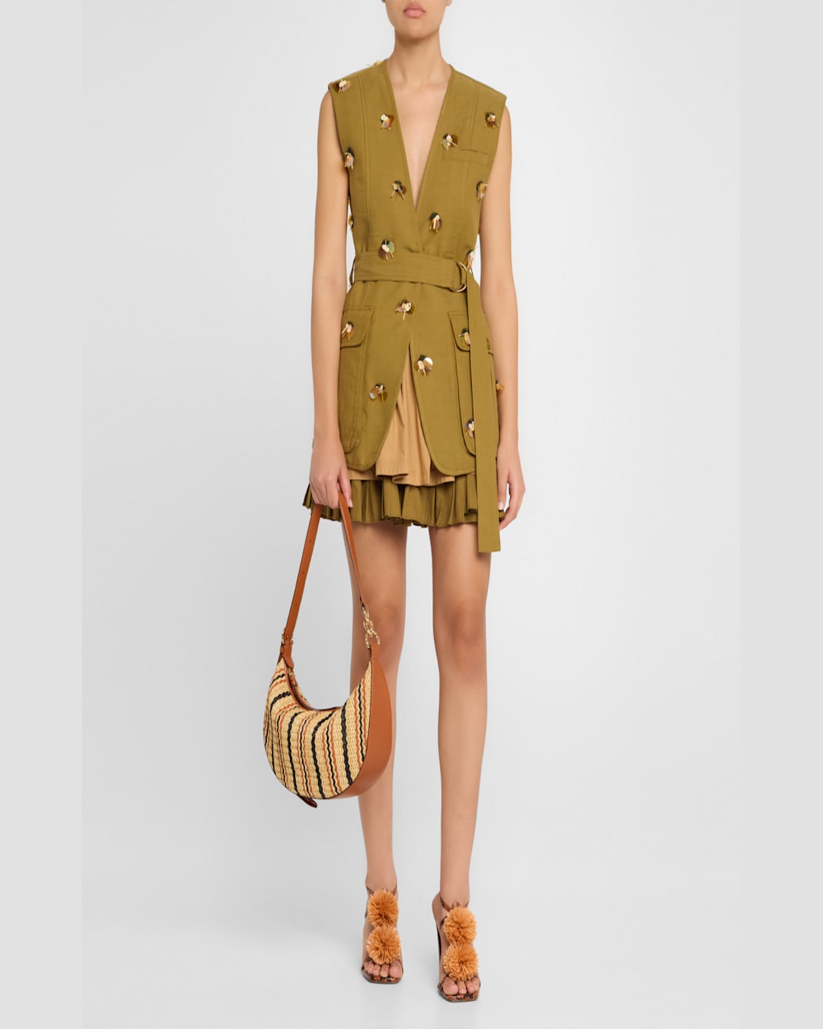 Ulla Johnson Twyla Small Striped Hobo Bag In Desert Stripe