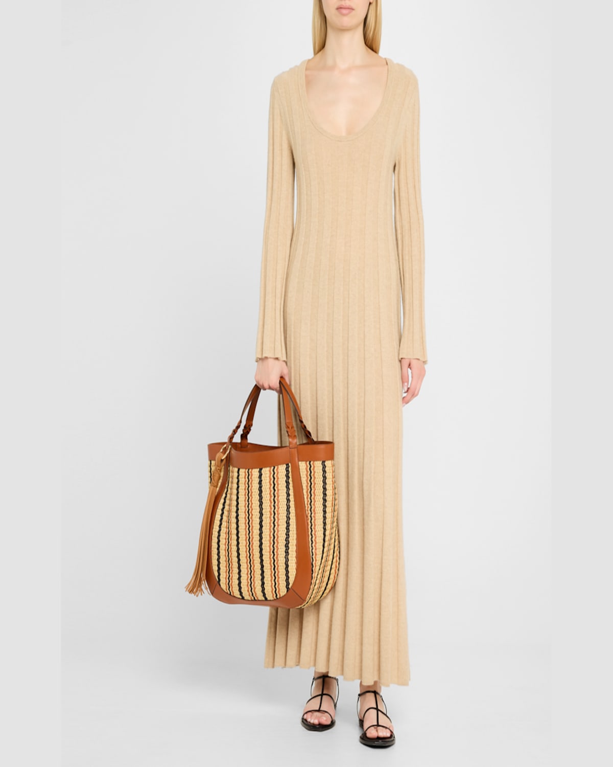 Ulla Johnson Albers Multicolor Woven Tote Bag In Desert Stripe