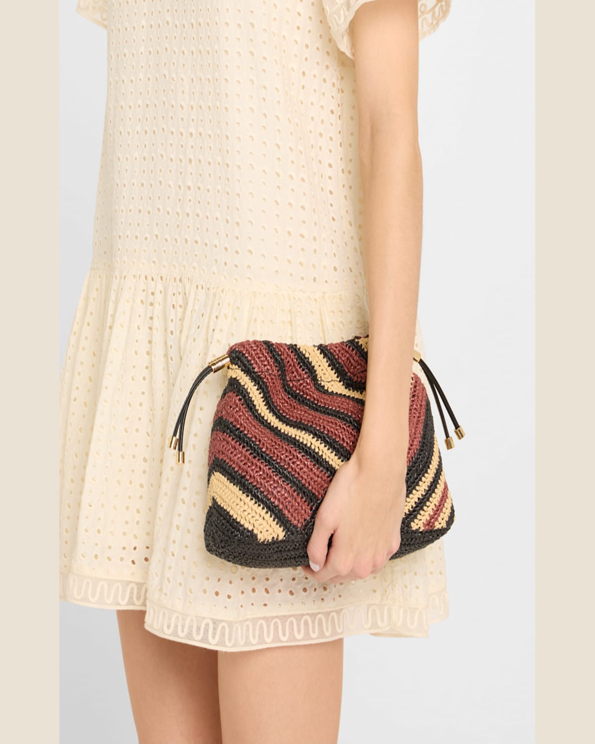 Ulla Johnson Lali Mini Striped Pouch Clutch Bag In Canyon Stripe