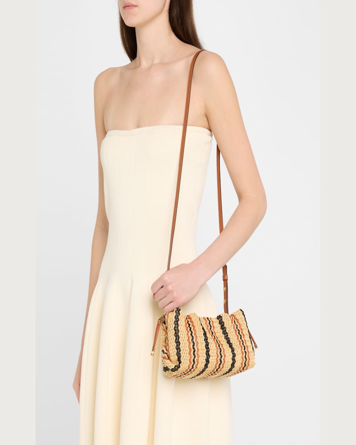 Shop Ulla Johnson Remy Mini Soft Clutch Bag In Desert Stripe
