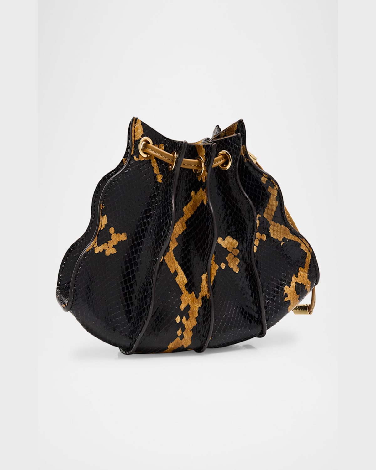 Shop Ulla Johnson Adria Pleated Wave Snake-print Wristlet In Desert Exotic
