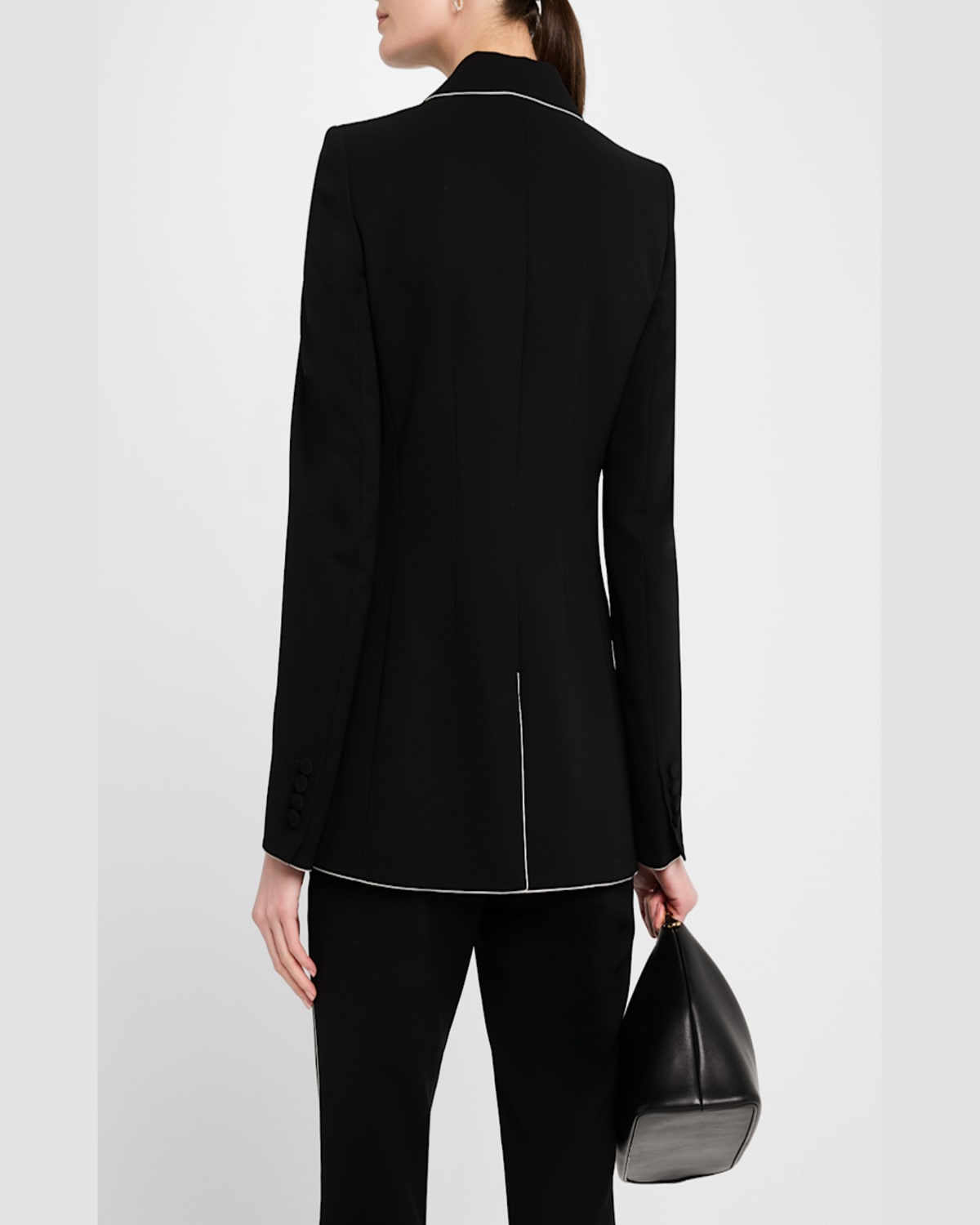 Lafayette 148 Piped Single-button Blazer In Black