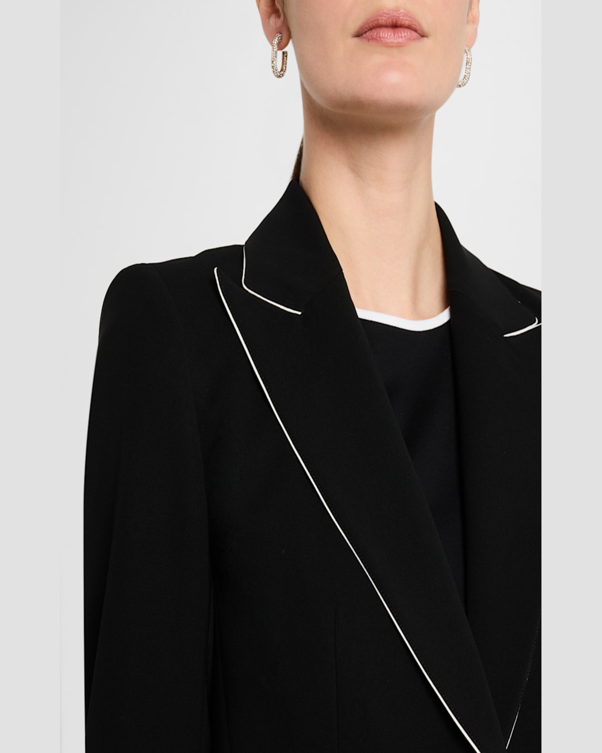 Lafayette 148 Piped Single-button Blazer In Black