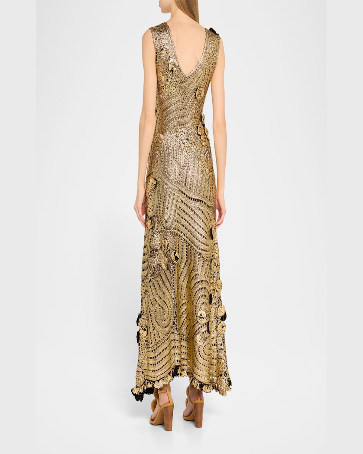 ULLA JOHNSON EVELYN METALLIC CROCHET DRESS 