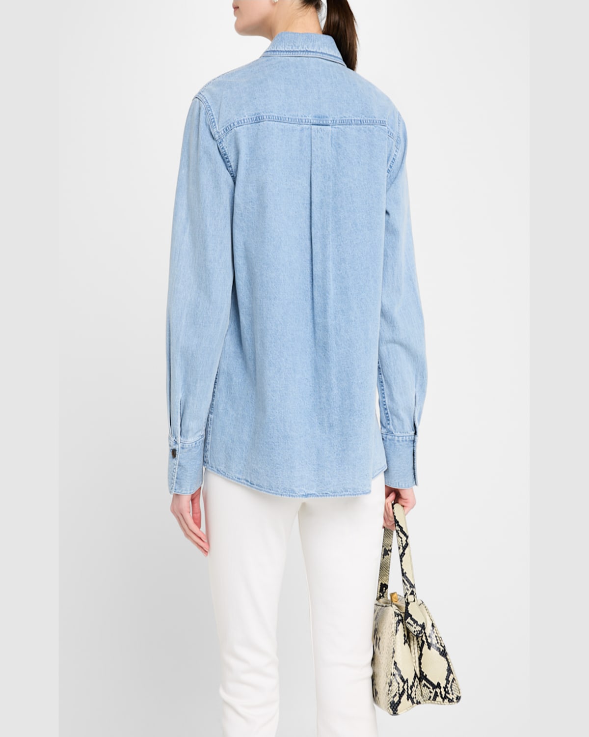 Shop Lafayette 148 Patch-pocket Denim Popover Shirt