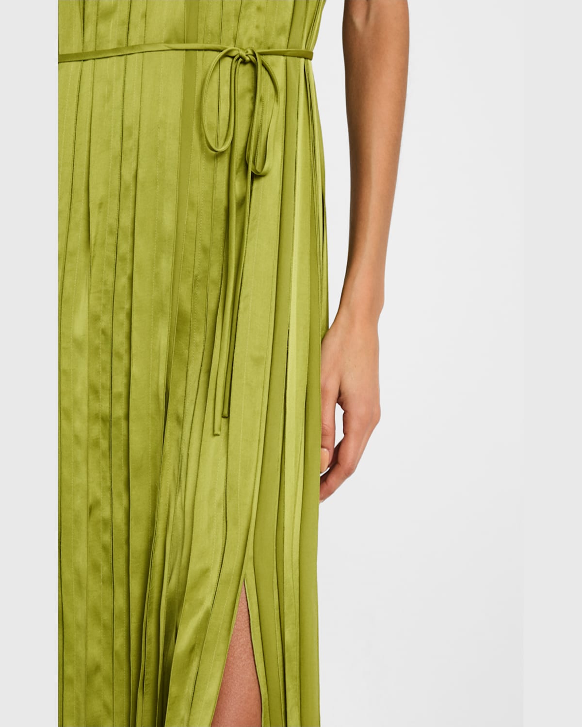 Shop Lafayette 148 Sleeveless Slit-hem Midi Dress In Kiwi
