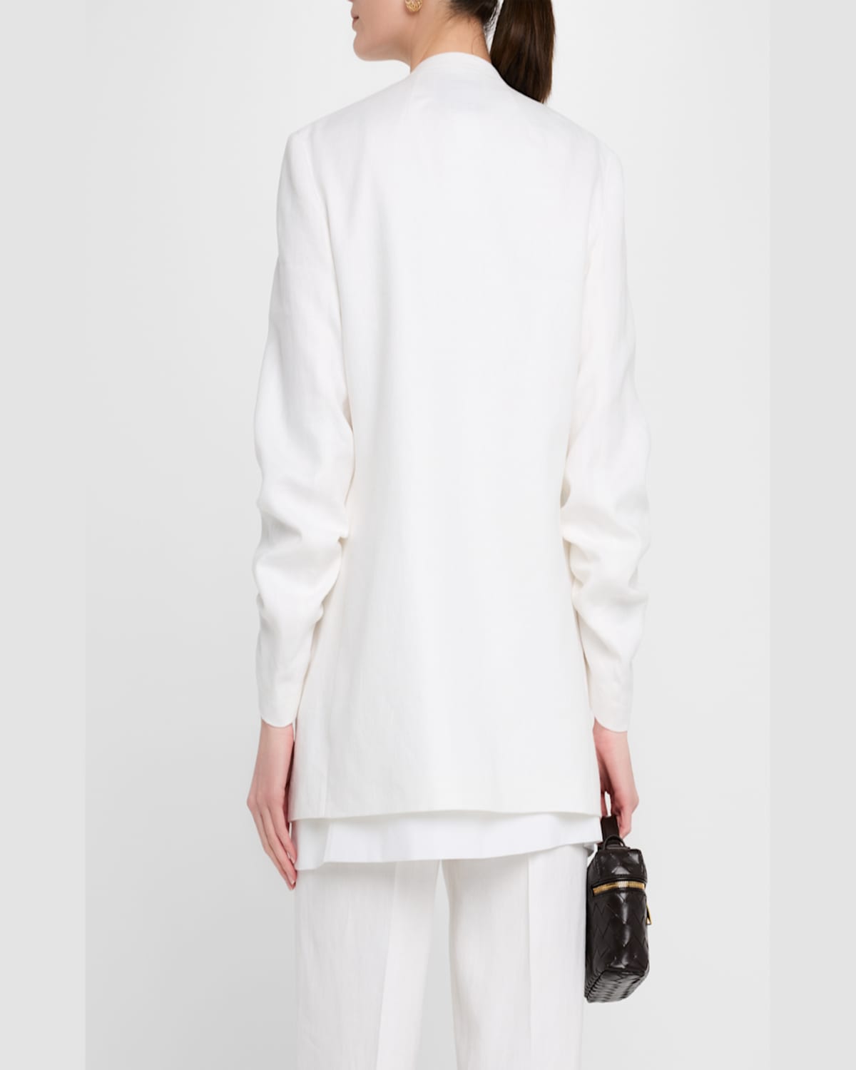 Lafayette 148 Linen Ruched Sleeve Blazer & Vest In White