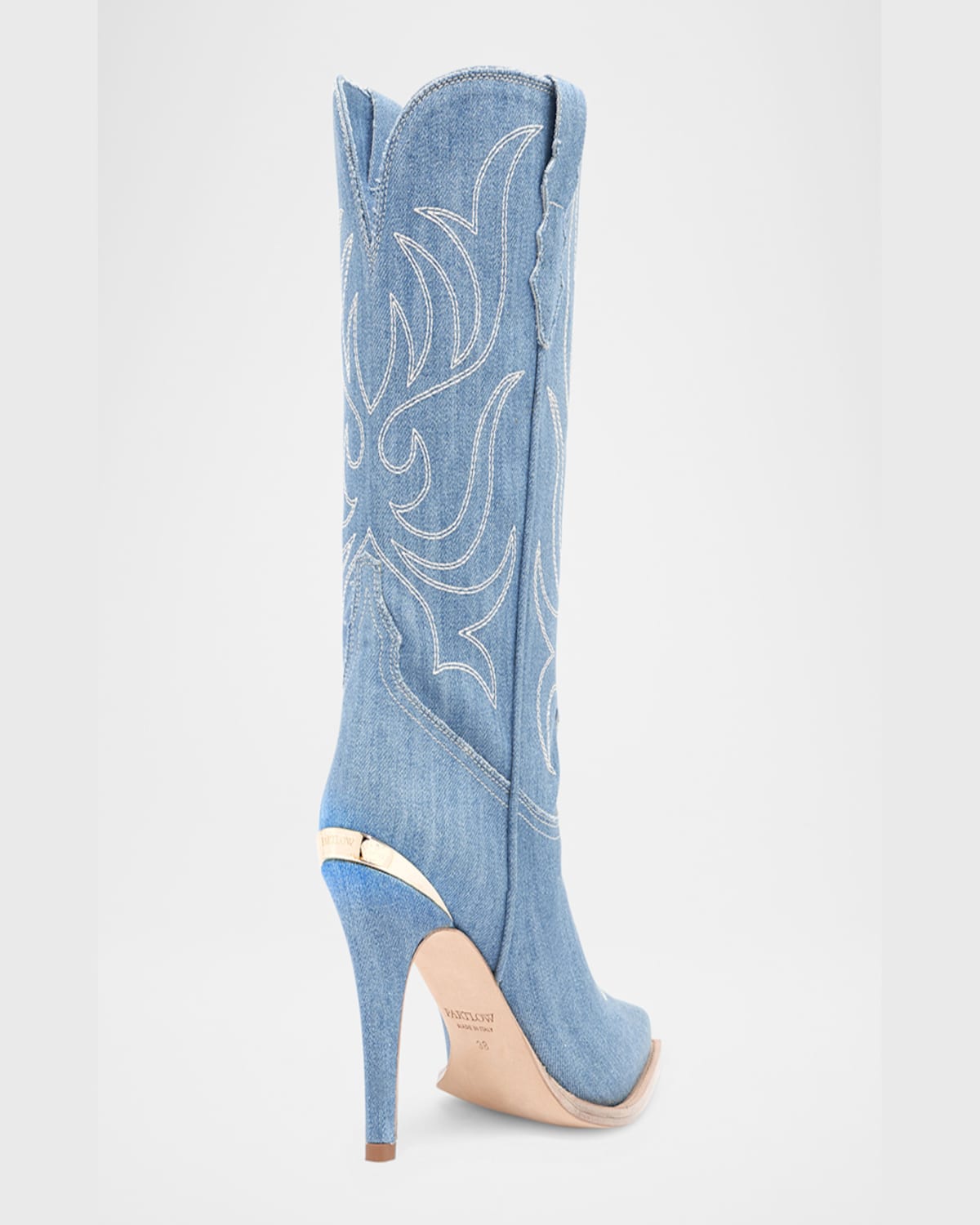 Partlow Cherie Denim Western Stiletto Mid Boots In Blue