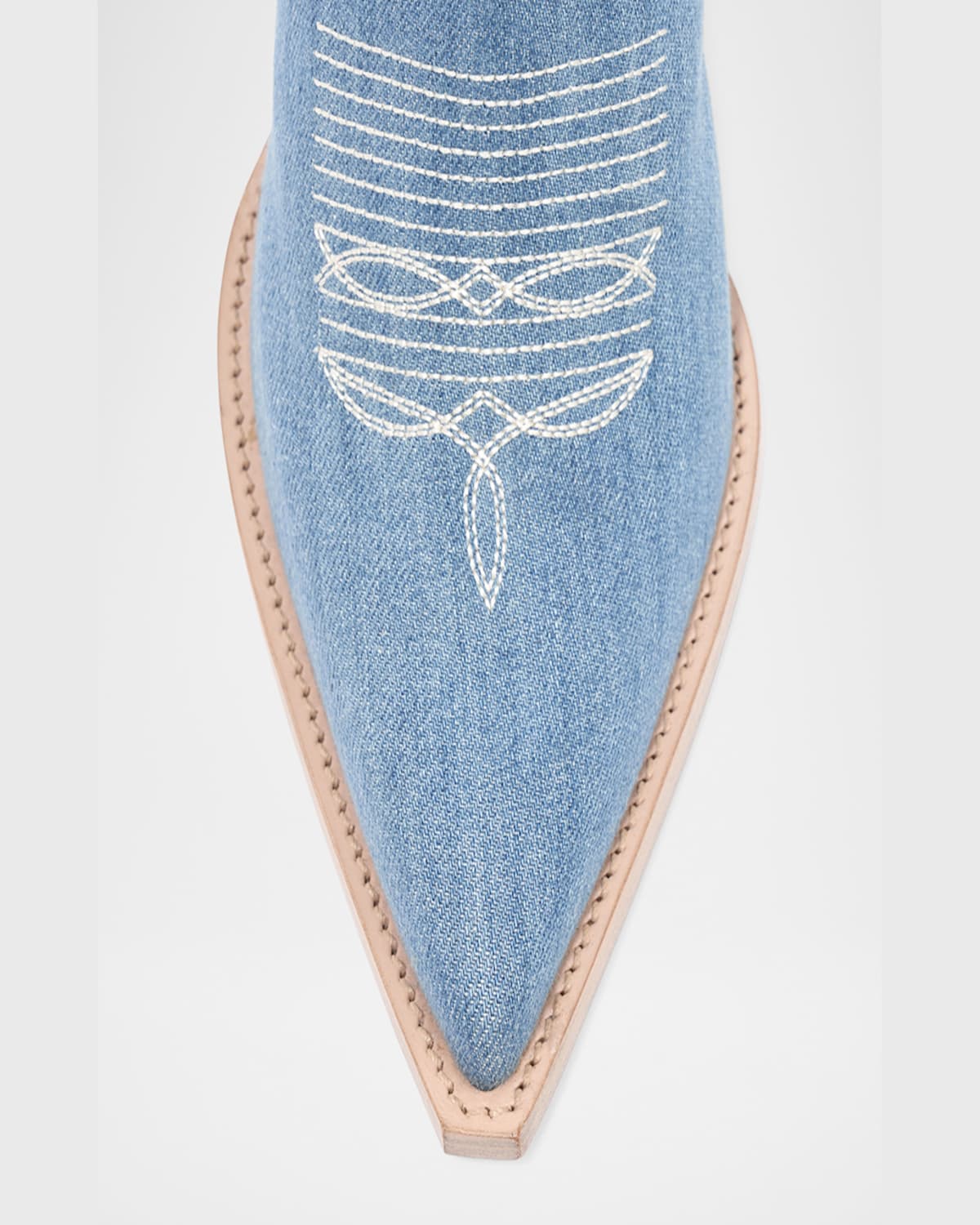 Partlow Cherie Denim Western Stiletto Mid Boots In Blue