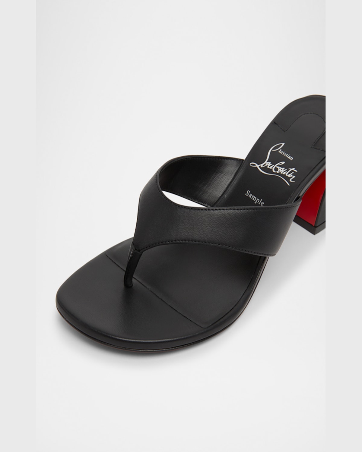 Christian Louboutin Jane Tonga Leather Red Sole Slide Sandals In Black