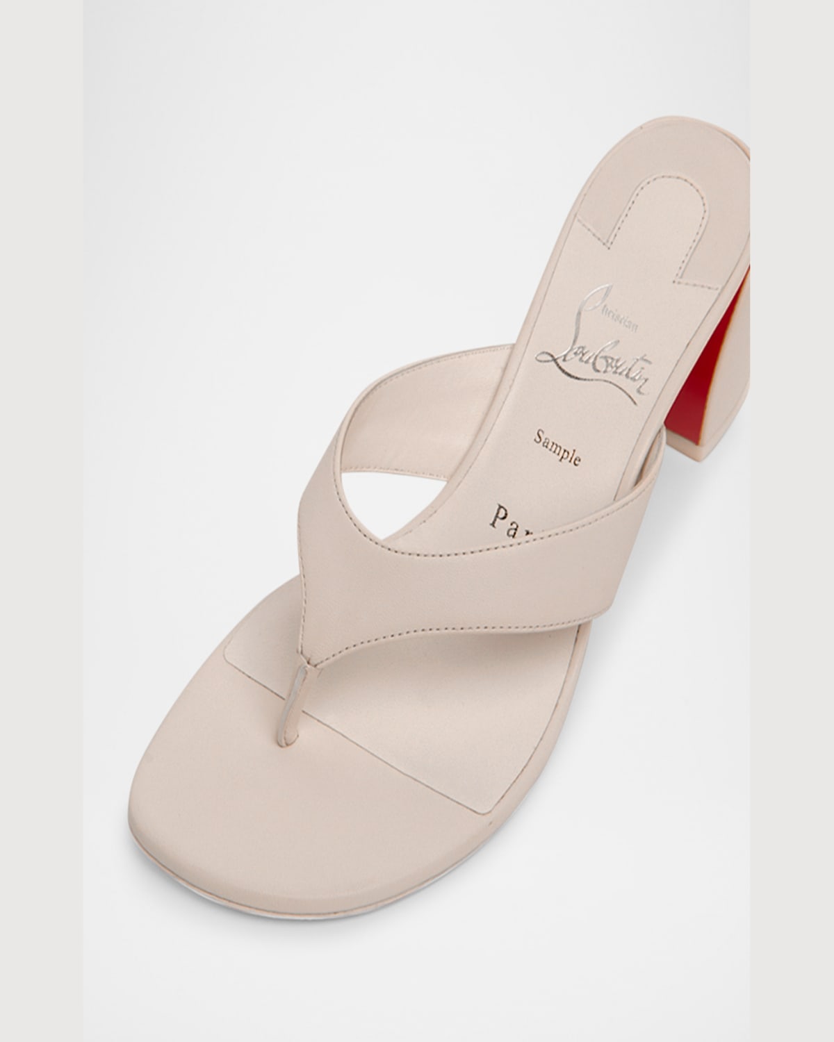 Christian Louboutin Jane Tonga Leather Red Sole Slide Sandals In Leche