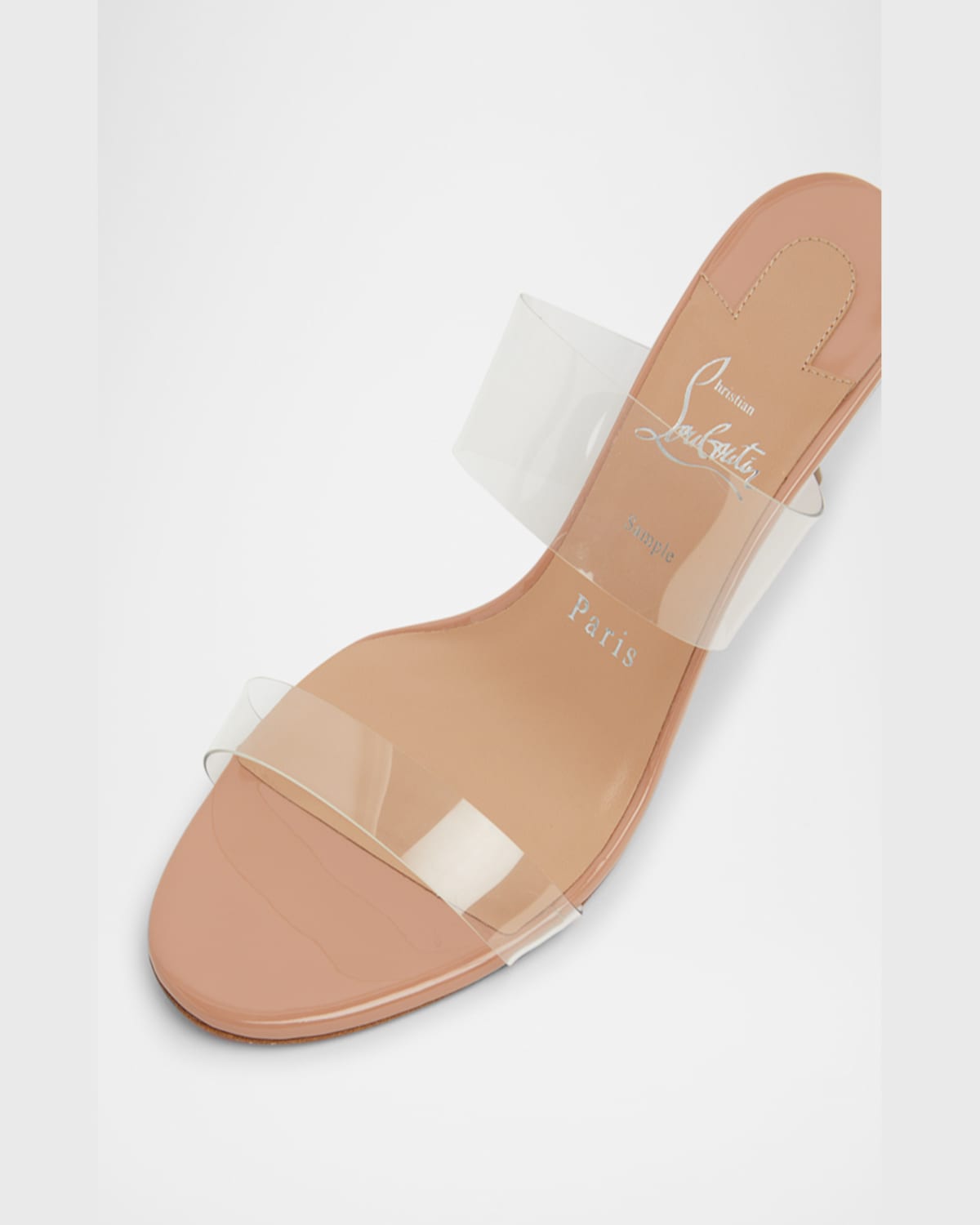 Christian Louboutin Just Nothing Clear Red Sole Slide Sandals In Blush