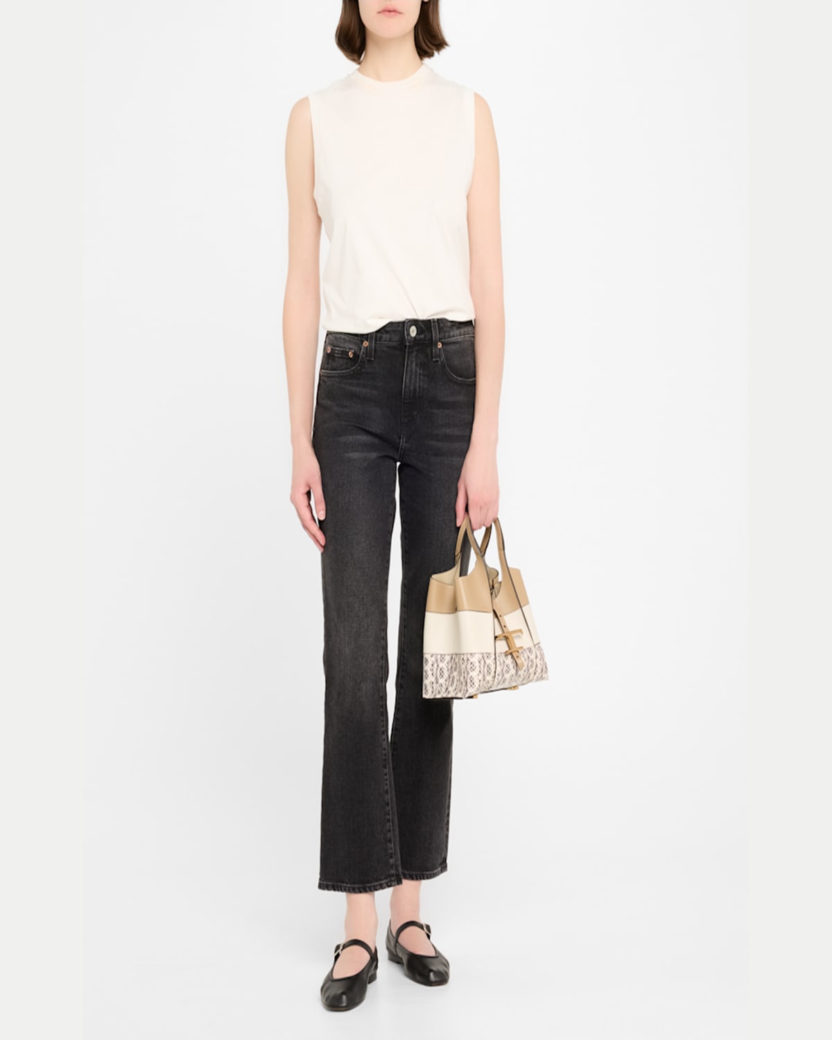 Tod's Mini Tricolor Snake-print Leather Shopping Tote Bag In Corda Bianco Calce