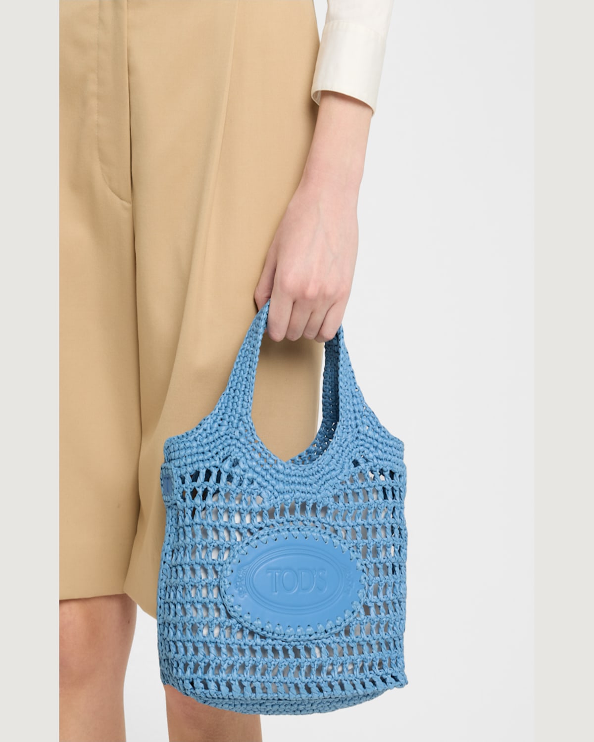 Tod's Mini Woven Top-handle Bag In Persian Blue