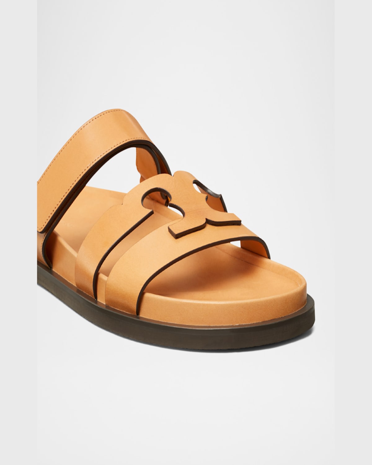 Tory Burch Ines Sport Leather Slide Sandals In Camello