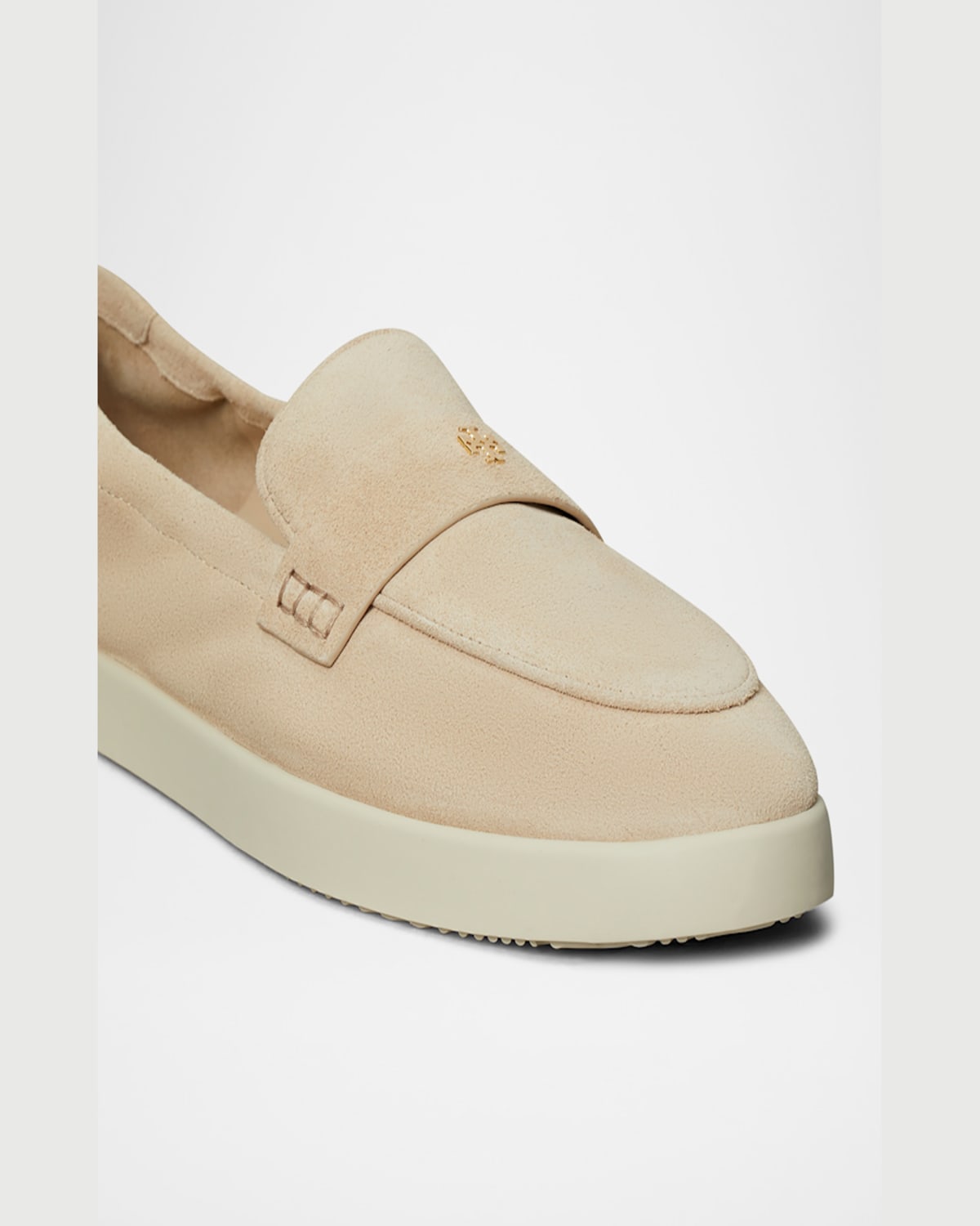 Tory Burch Double T Suede Loafers In Sand Dune