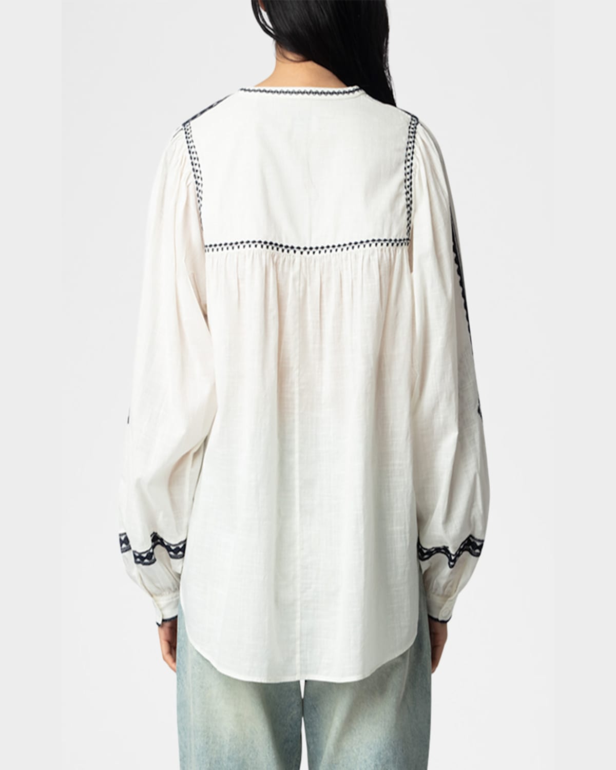 ZADIG & VOLTAIRE TIGY KOZAK EMBROIDERED BLOUSE 
