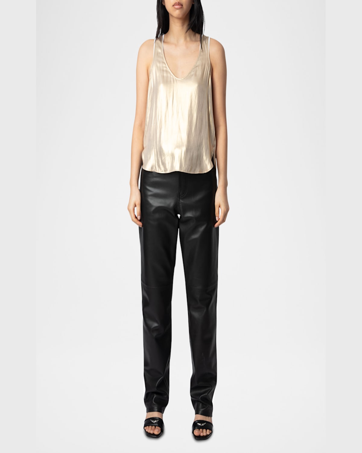 Zadig & Voltaire Womens Gold Tarys Iridescent Satin Top In Gold