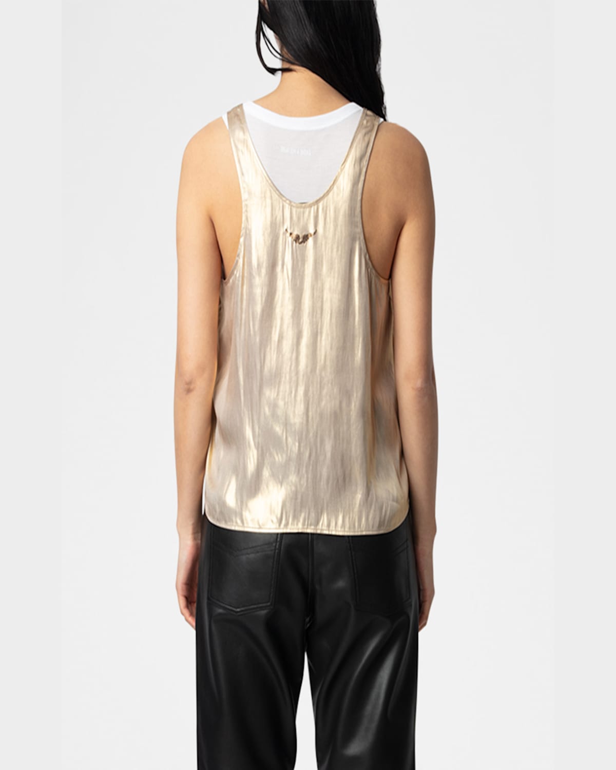 Zadig & Voltaire Womens Gold Tarys Iridescent Satin Top In Gold