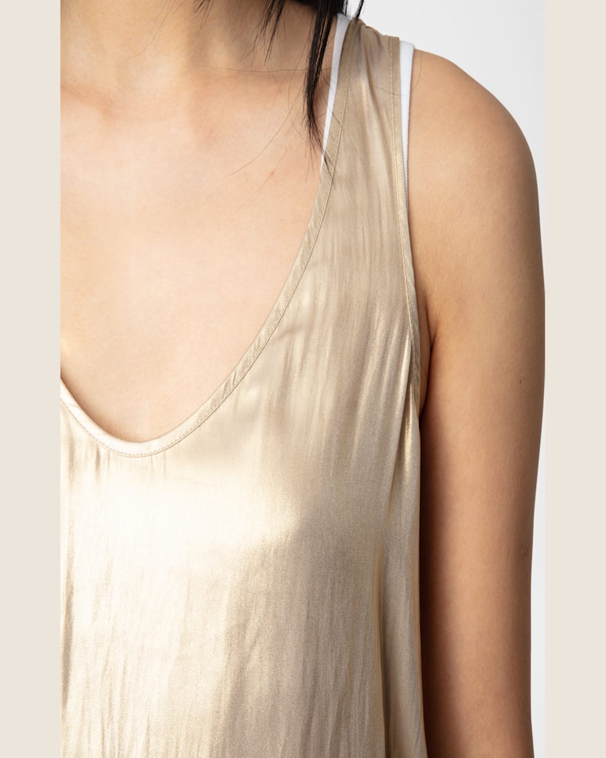Zadig & Voltaire Womens Gold Tarys Iridescent Satin Top In Gold