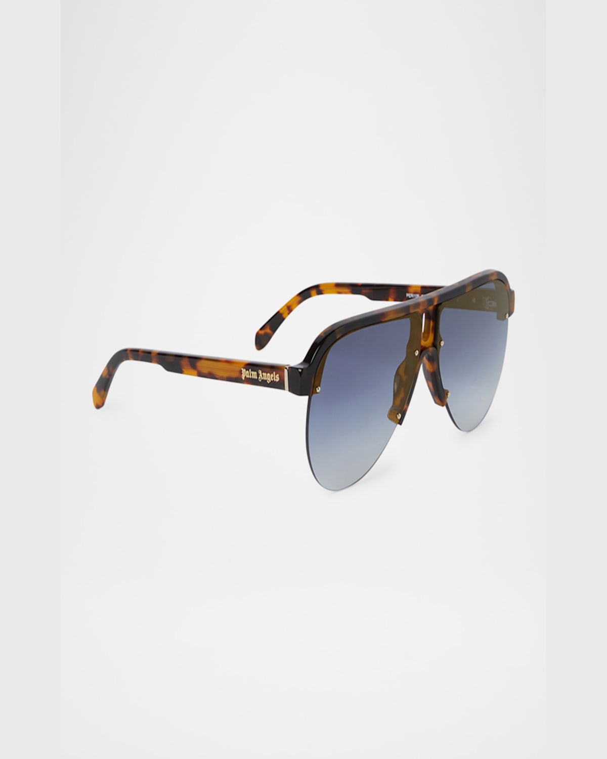 Palm Angels Trinity Aviator Acetate Sunglasses In 6048 Havana Blue Gradient Flash Gold