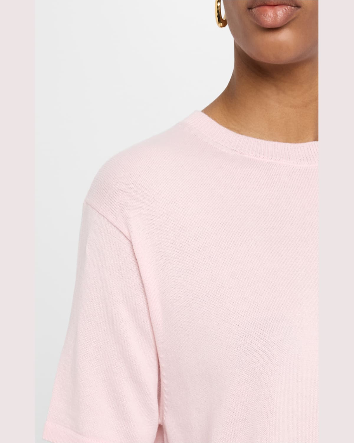 Sergio Hudson Short Sleeve Crew Neck Sweater In Blush