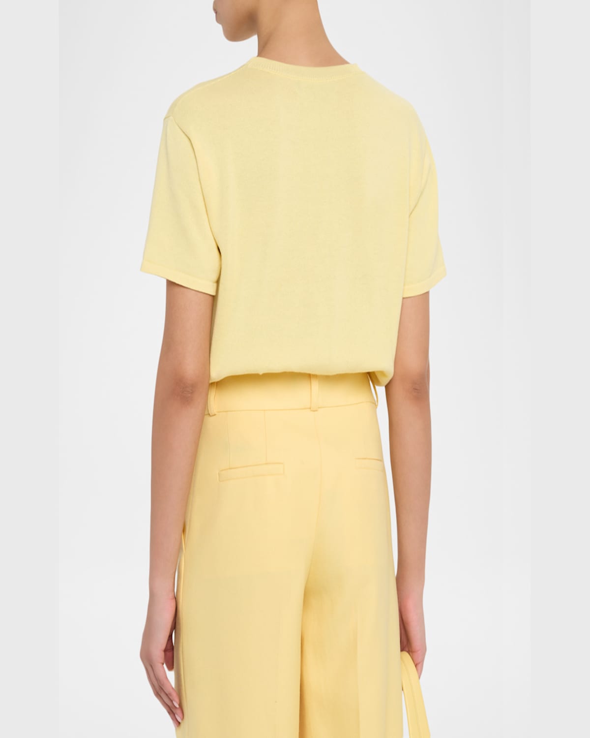 SERGIO HUDSON SHORT-SLEEVE CASHMERE CREWNECK SWEATER 