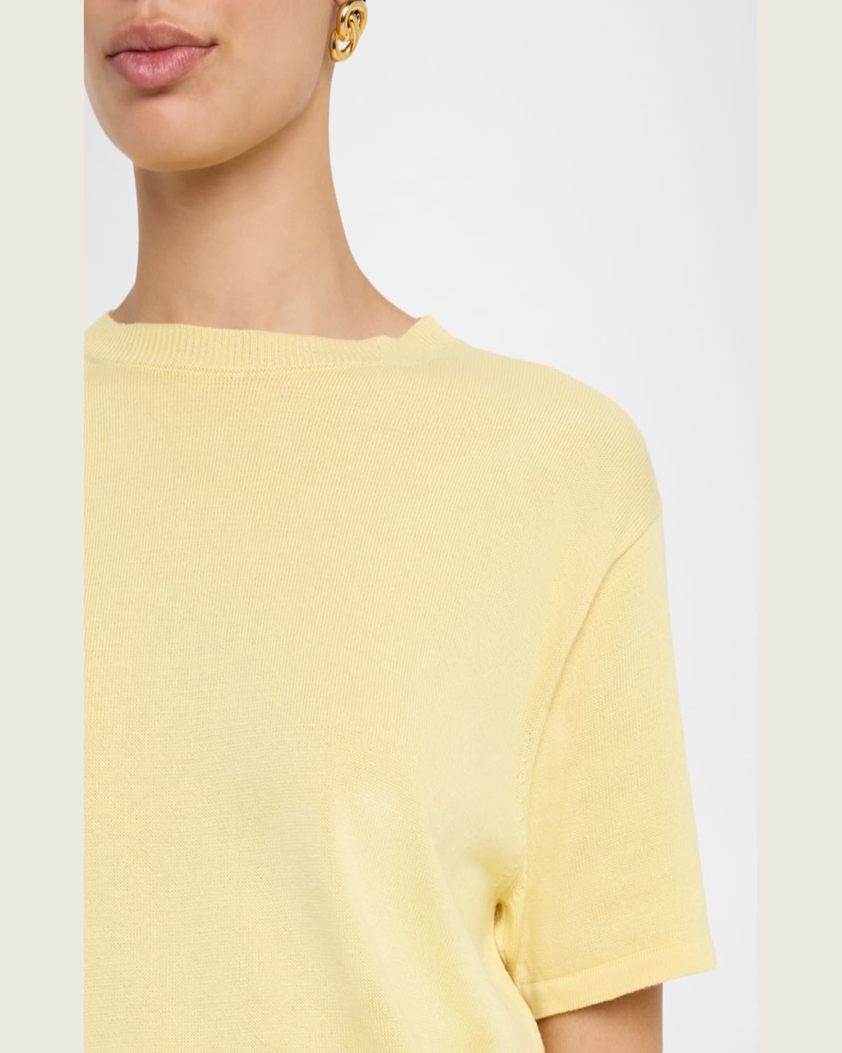 SERGIO HUDSON SHORT-SLEEVE CASHMERE CREWNECK SWEATER 