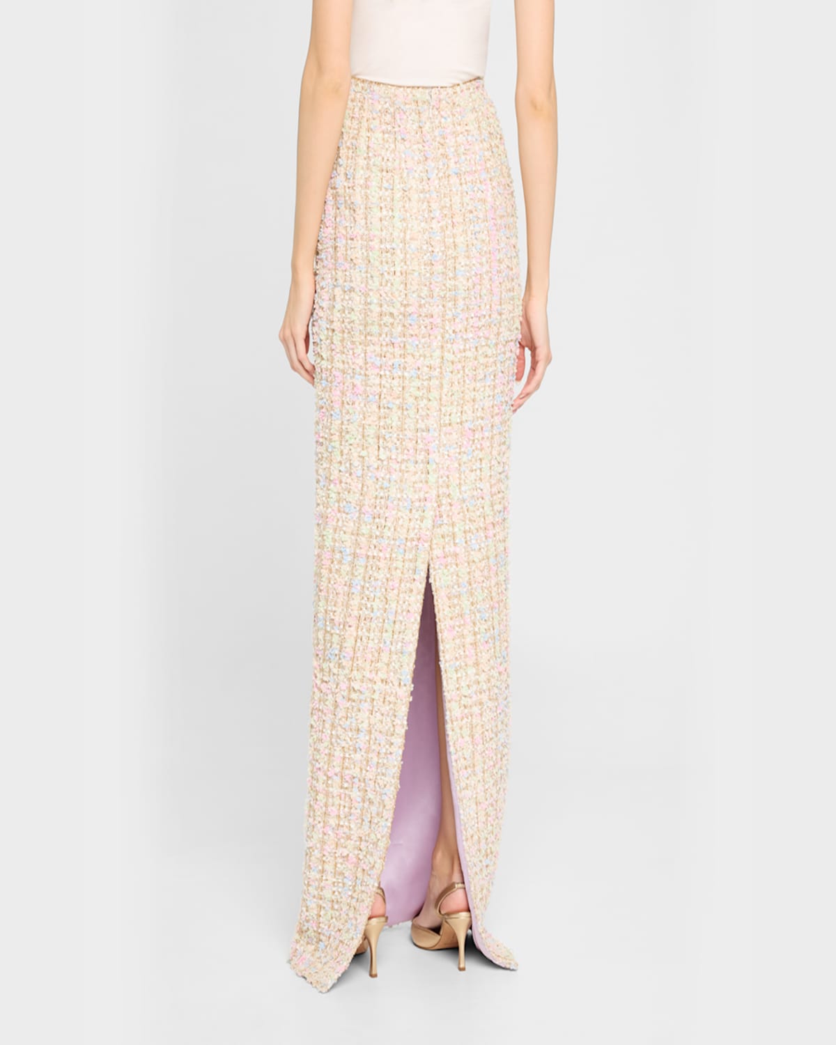 Sergio Hudson Tweed Maxi Skirt In Multi