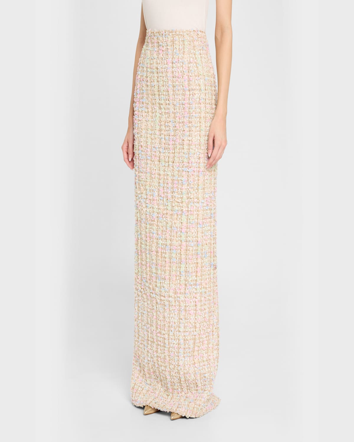 Sergio Hudson Tweed Maxi Skirt In Multi