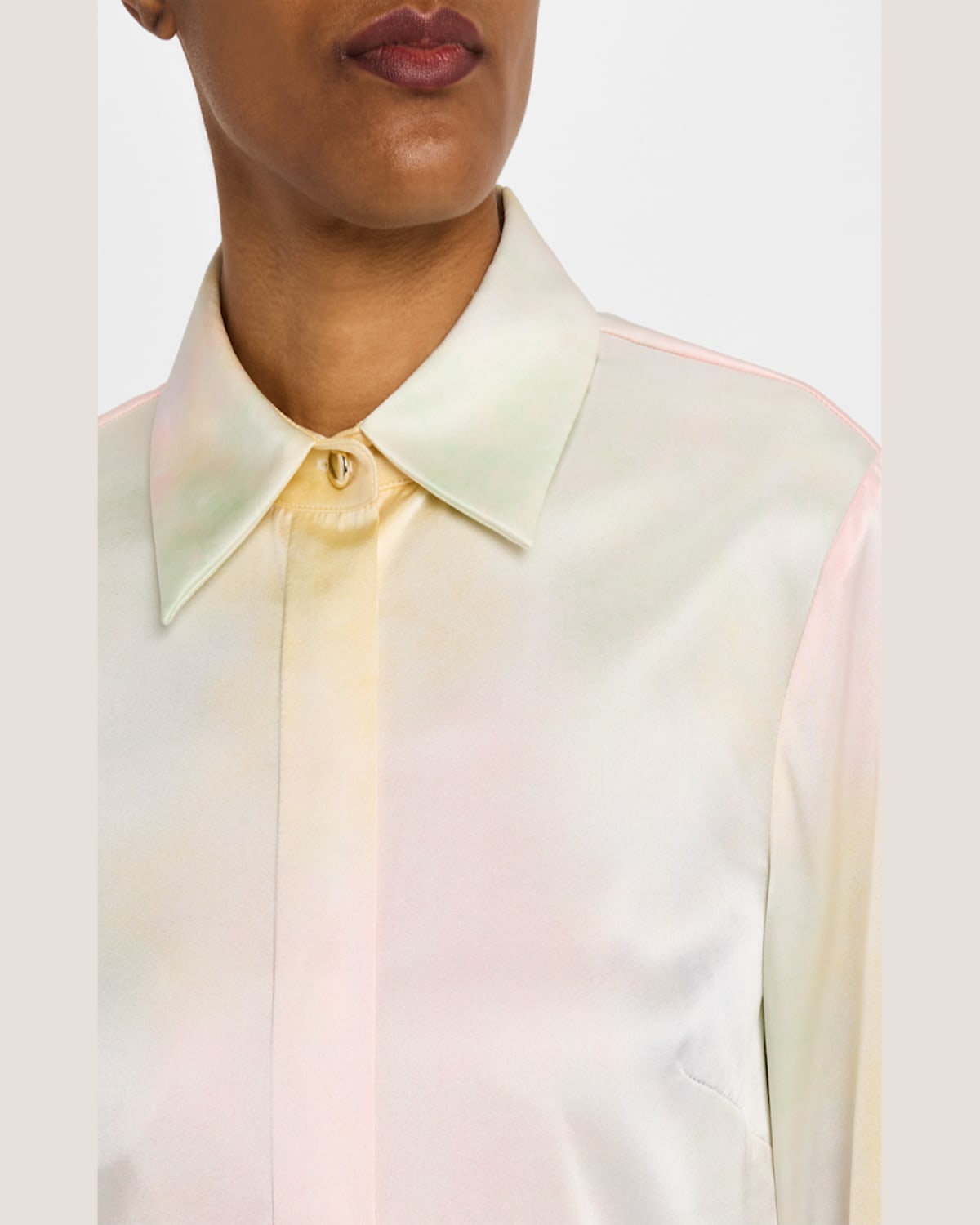 Sergio Hudson Watercolor Button-down Silk Blouse In Multi
