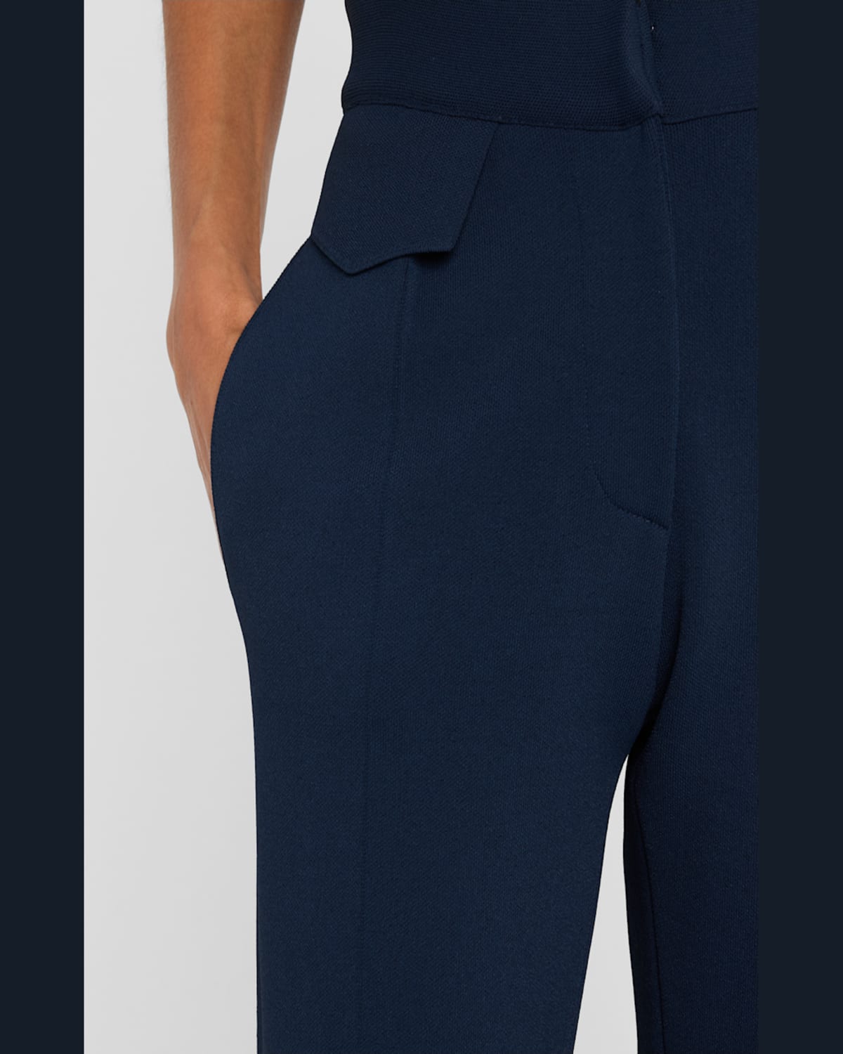 Brandon Maxwell Cecily Tailored Knit Straight-leg Trousers In Navy