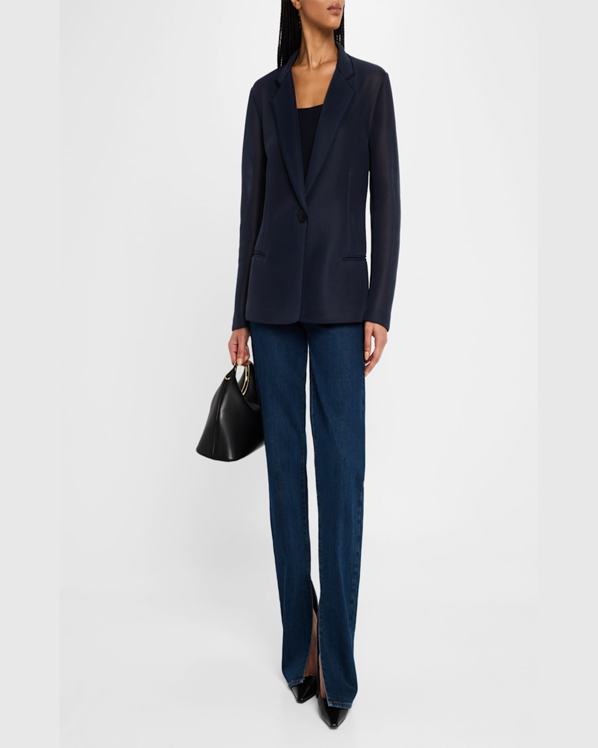 Brandon Maxwell The Pearl Double Breasted Fitted Jacket In Navy