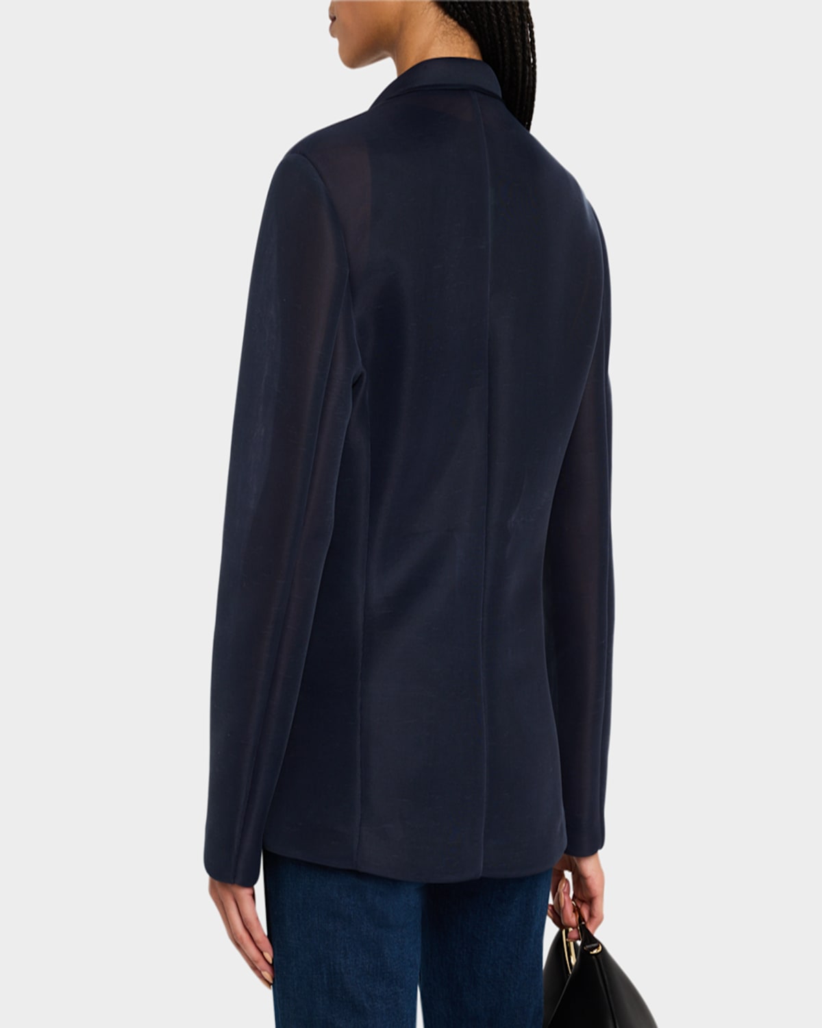 Brandon Maxwell The Pearl Double Breasted Fitted Jacket In Navy