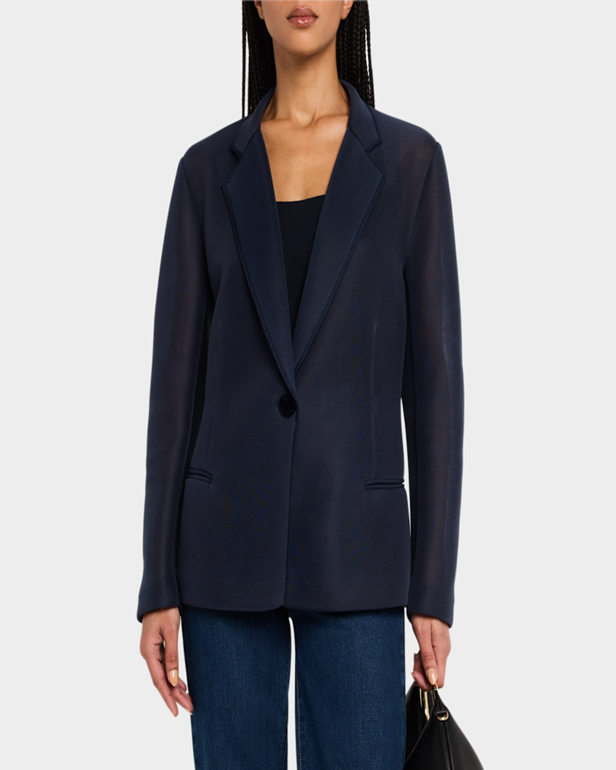 Brandon Maxwell The Pearl Double Breasted Fitted Jacket In Navy