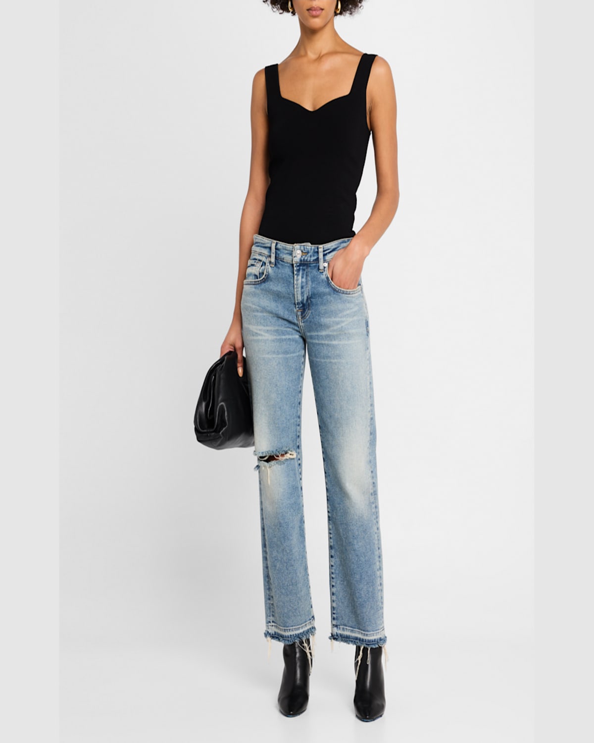 7 For All Mankind Calie Distressed Straight Ankle Jeans In Shore Break