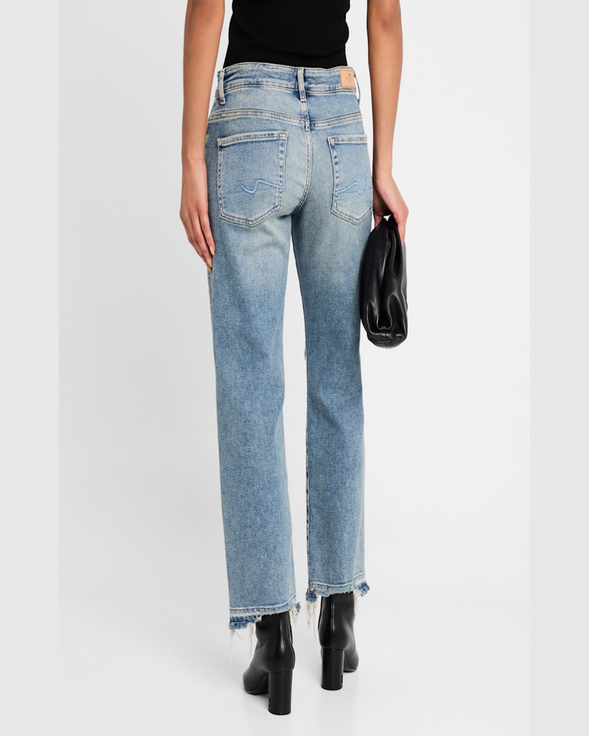 7 For All Mankind Calie Distressed Straight Ankle Jeans In Shore Break