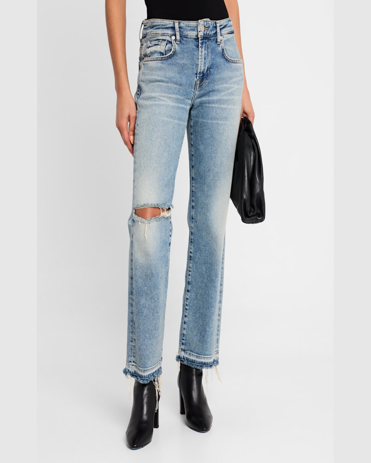 7 For All Mankind Calie Distressed Straight Ankle Jeans In Shore Break