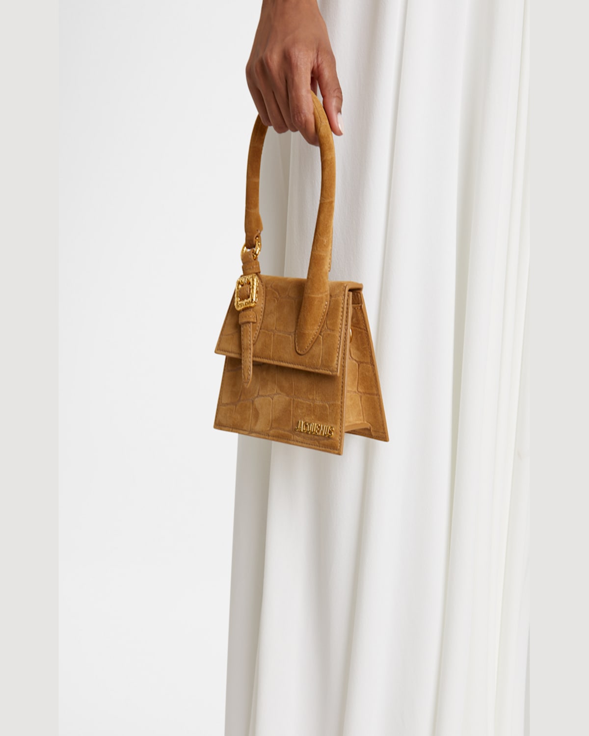 Jacquemus 'the Medium Chiquito With Buckle' Camel Brown Handle Bag In Camel