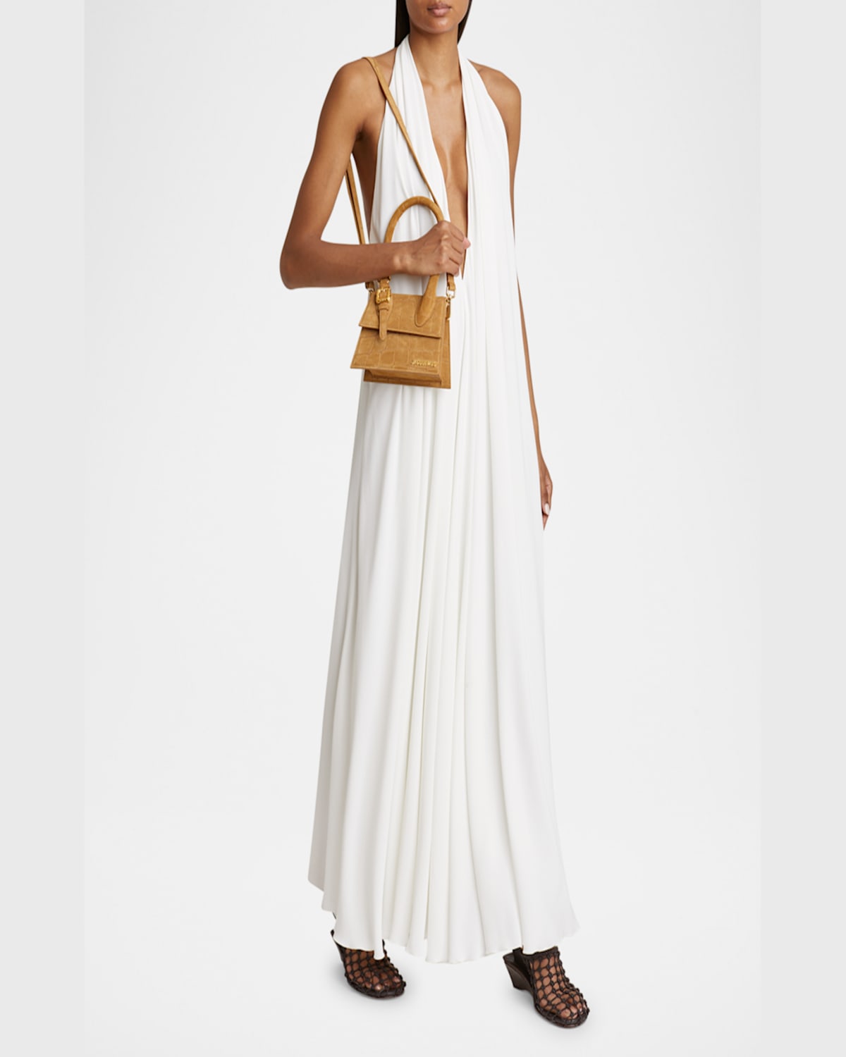 Jacquemus 'the Medium Chiquito With Buckle' Camel Brown Handle Bag In Camel
