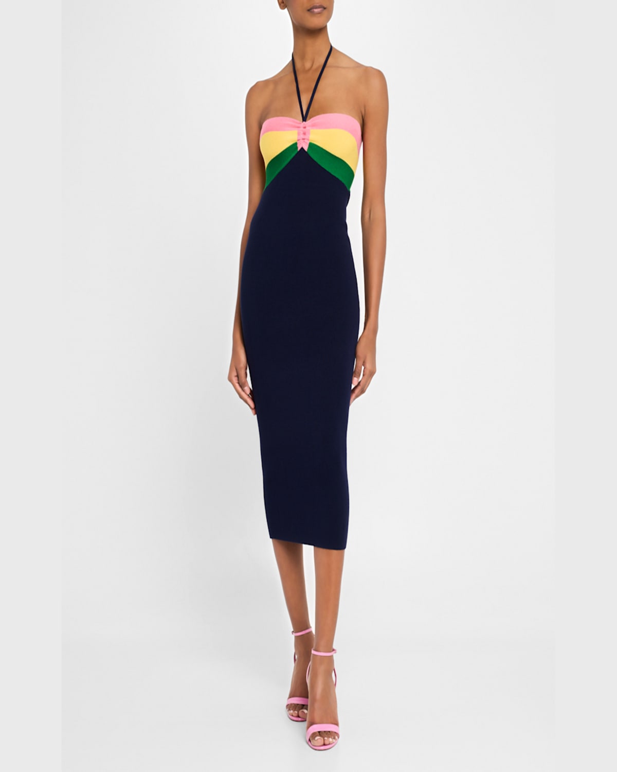 LE SUPERBE CATCHING RAYS STRIPE BANDEAU MIDI DRESS 