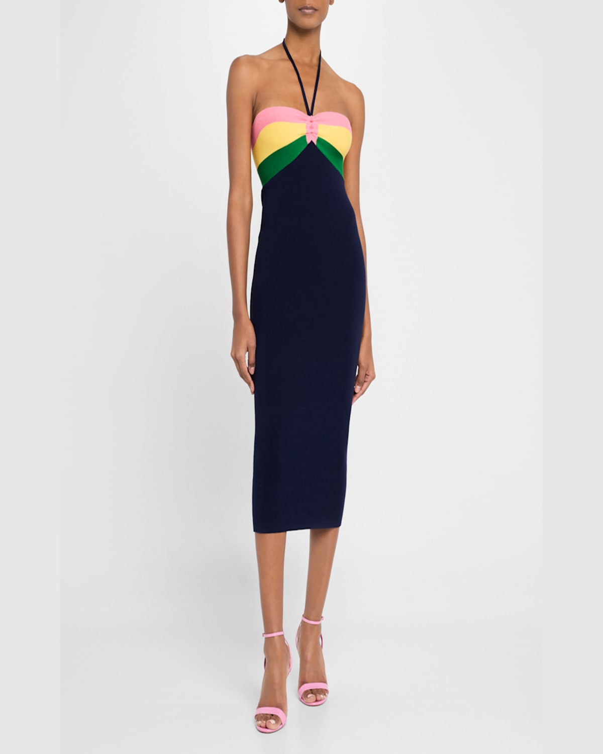 LE SUPERBE CATCHING RAYS STRIPE BANDEAU MIDI DRESS 
