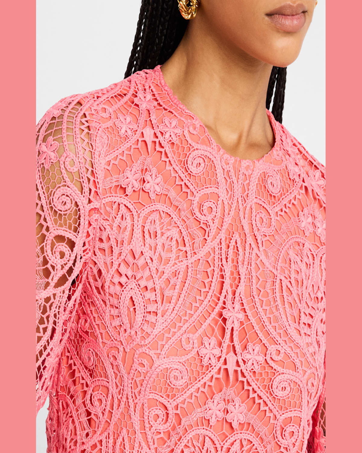 Le Superbe Rosey Lace Short-sleeve Tee In Rosey Glo