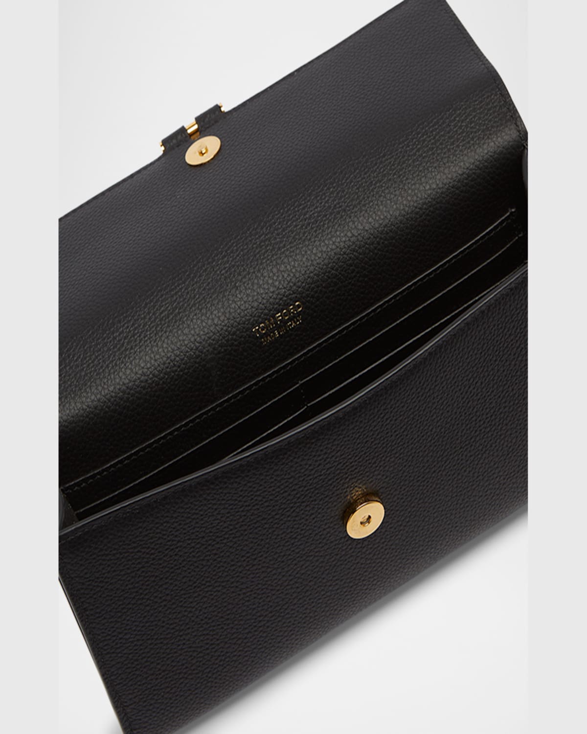 Tom Ford Leather Wristlet Pouch Gold-tone Hardware In Black